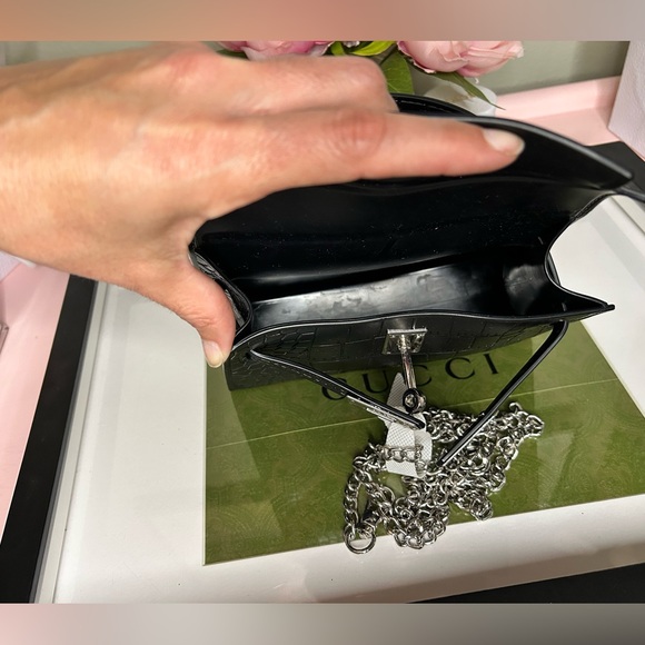 JustFab Black Crocodile-Embossed Satchel - Picture 8 of 12